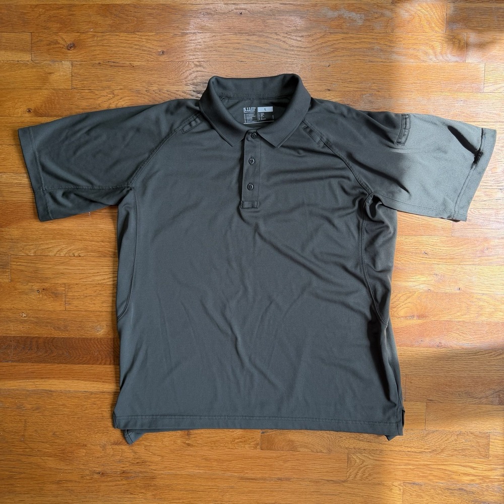 5.11 Tactical Polo Shirt Mens Large Black Performance Wicking Utility Solid EUC